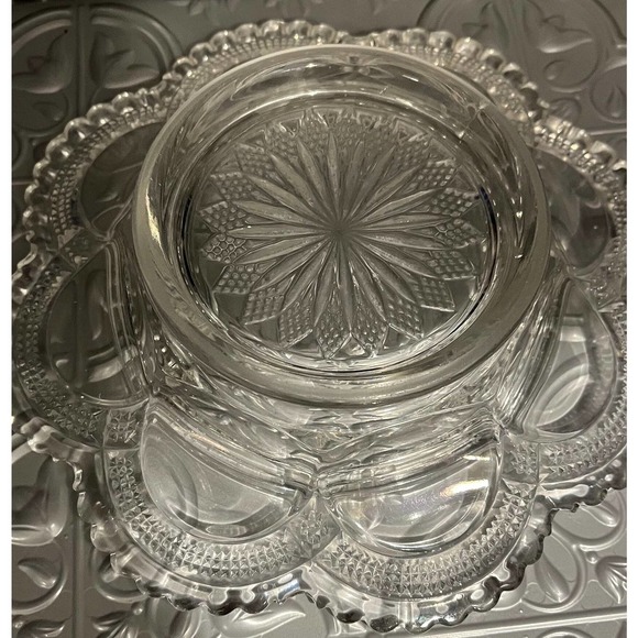 Classic Round Galway Clear Glass Butter Dish with Delicate Scalloped Edge - Picture 7 of 8